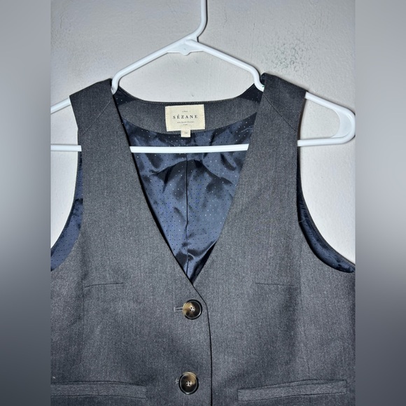 SEZANE Elroy wool blend gray waistcoat jacket vest size 34 - Picture 6 of 7